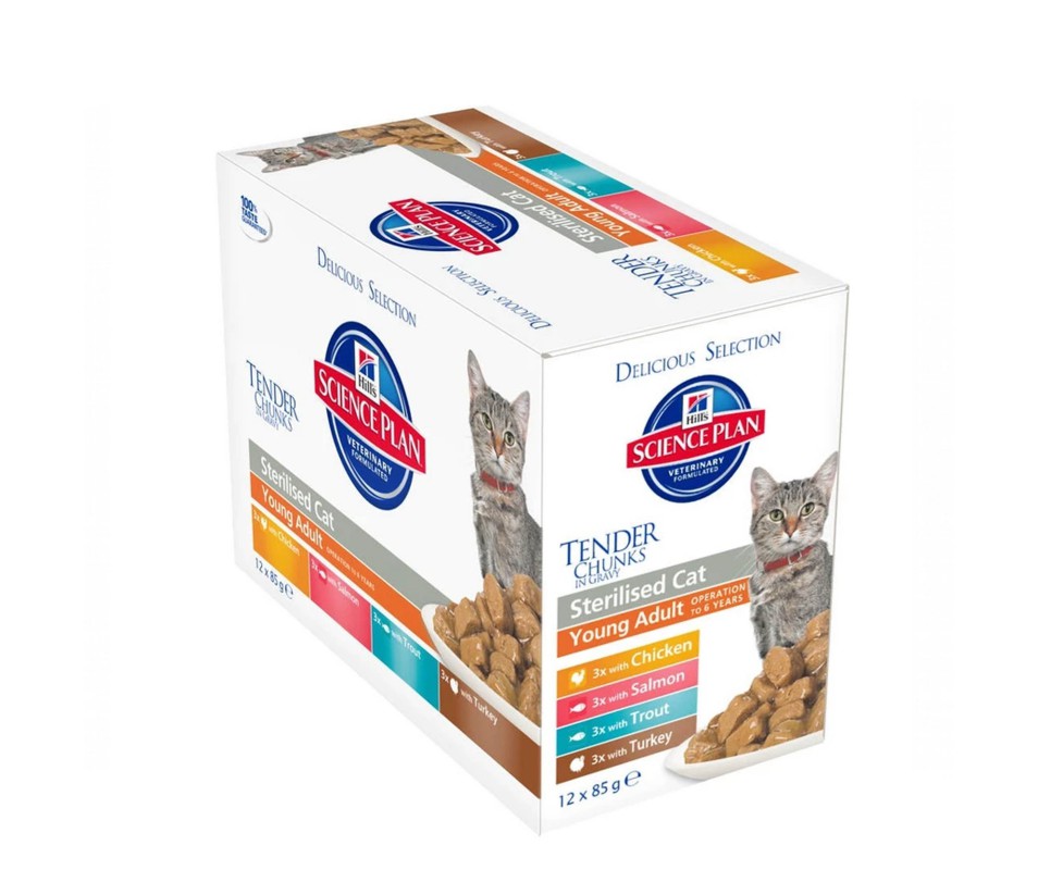 FELINE STERILISED JEUNE ADULT PACK DE 6 POISSON 6 POULET 12X85GR