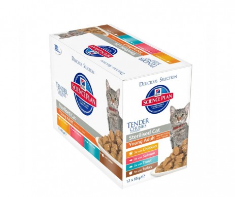 FELINE STERILISED JEUNE ADULT PACK DE 6 POISSON 6 POULET 12X85GR