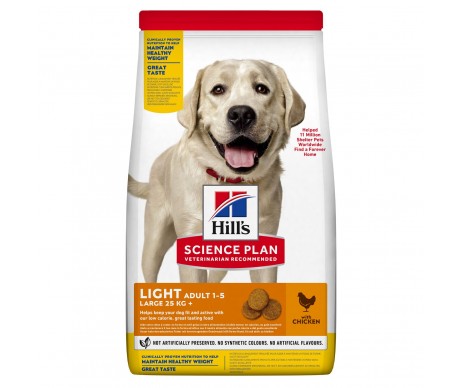 CROQUETTES CHIEN ADULTE GRANDE RACE LIGHT AU POULET 18KG  12KG - HILL'S