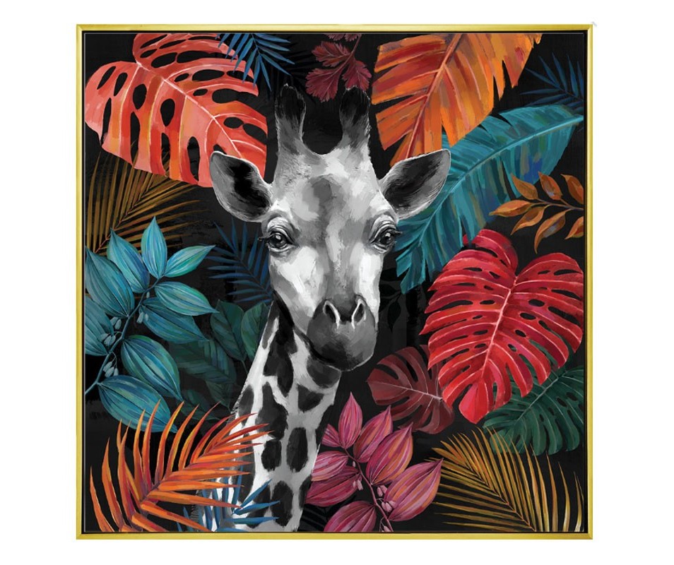 TOILE TETE DE GIRAFE 100x100