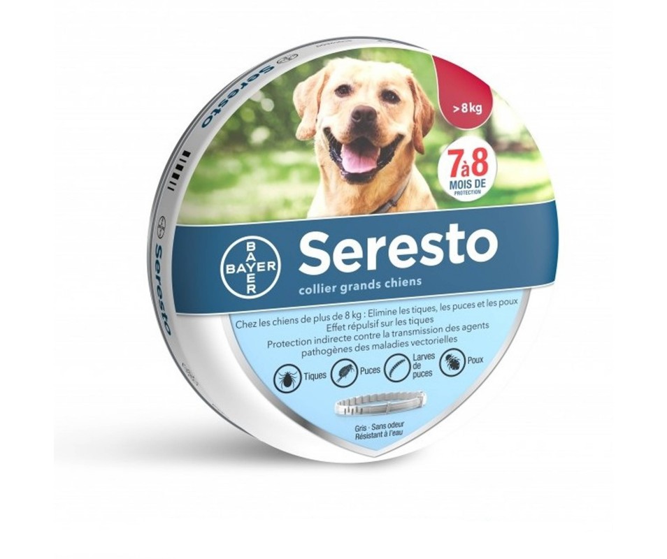 8 KG Collier Anti-Puces Anti-Tiques Bayer SERESTO Bayer Chats Chiens Grands chiens 