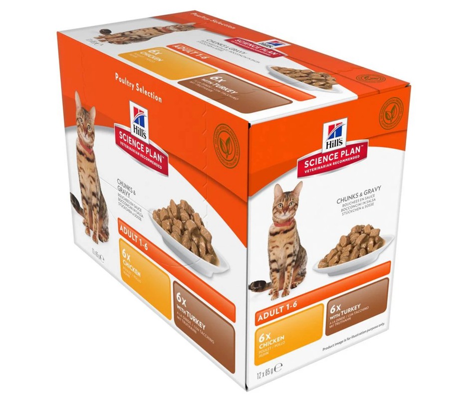 FELINE ADULT PACK 6 POULET6 DINDE 12X85GR HILLS