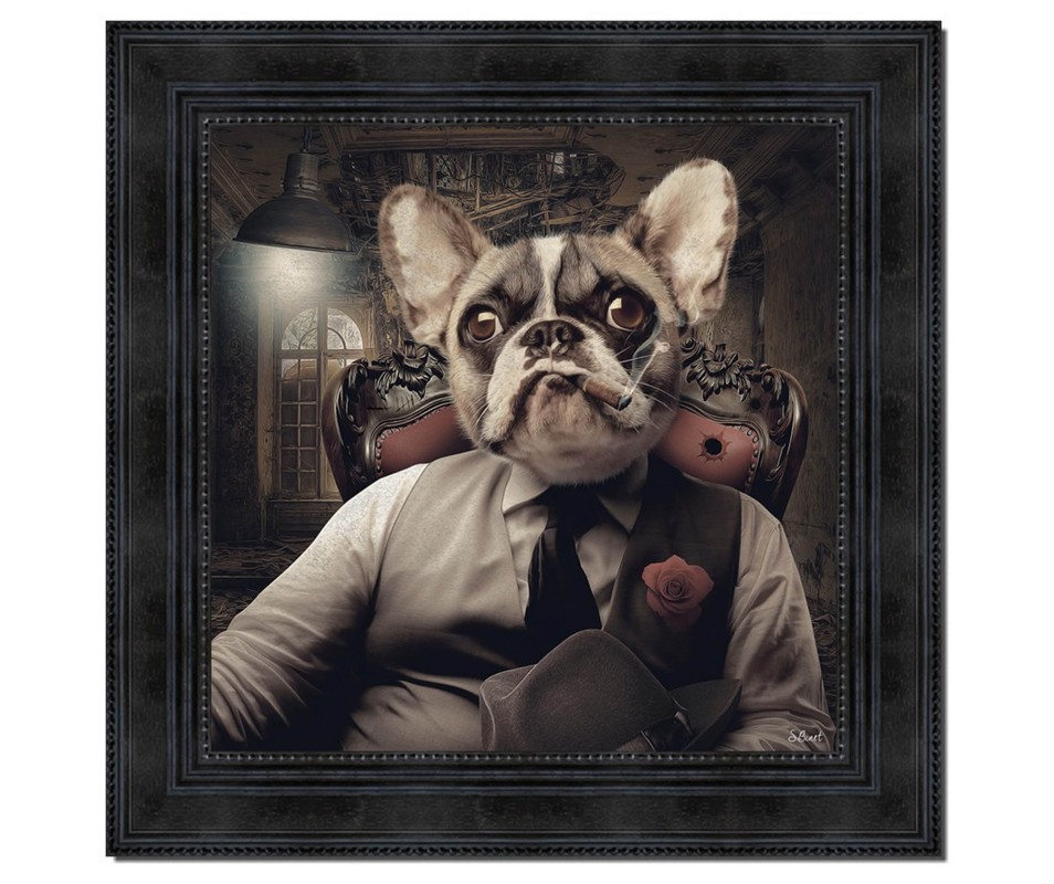 TABLEAU BINET CHIEN MAFIA 40CM
