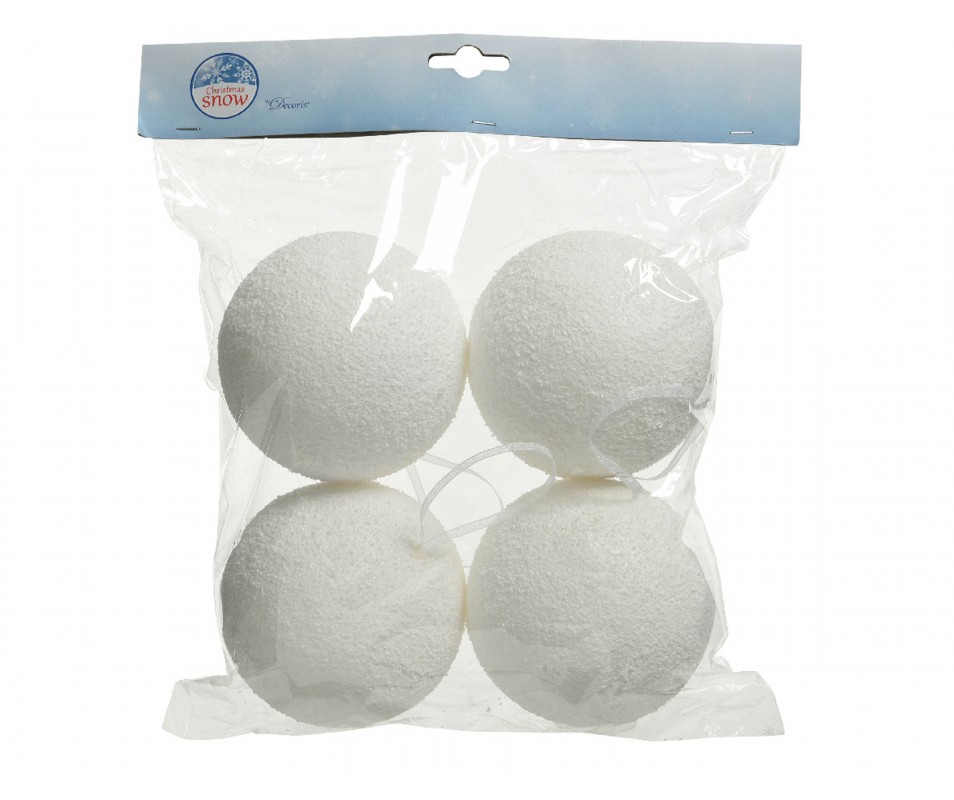 4 BOULES DE NEIGE A SUSPENDRE. 10CM