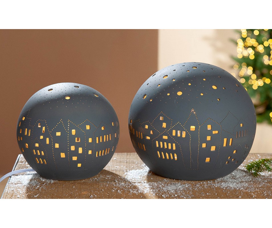 LAMPE EN PORCELAINE BLEU CITY DIAMETRE 16CM