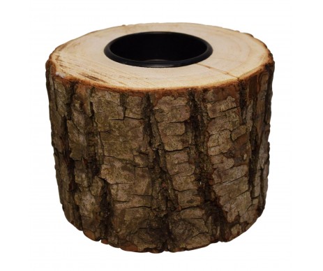 SUPPORT BOUGIE TRONC BOIS H10CM