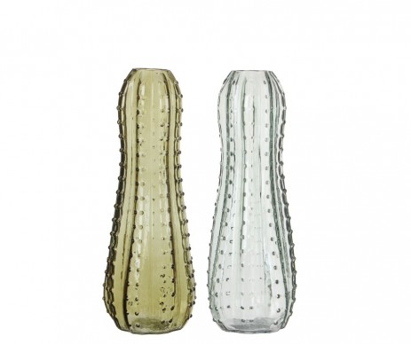 VASE CACTUS VERRE  2 ASS-H40CM