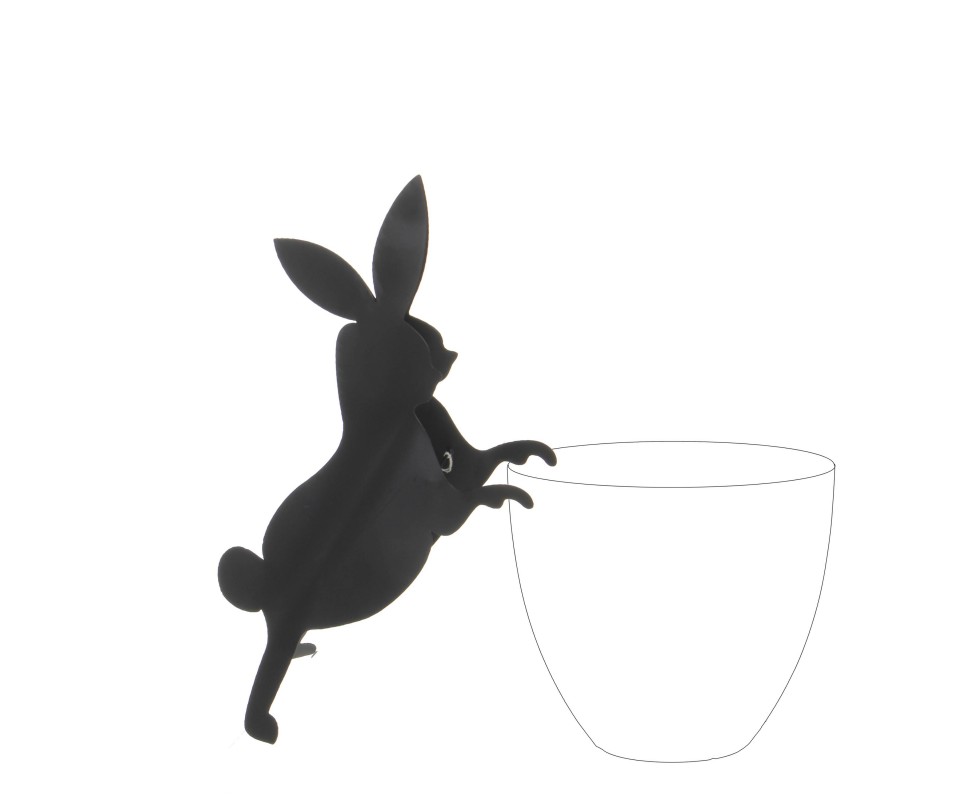 LIEVRE METAL NOIR /POT H25CM
