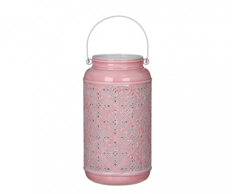 LANTERNE ROSE - H28XD15CM