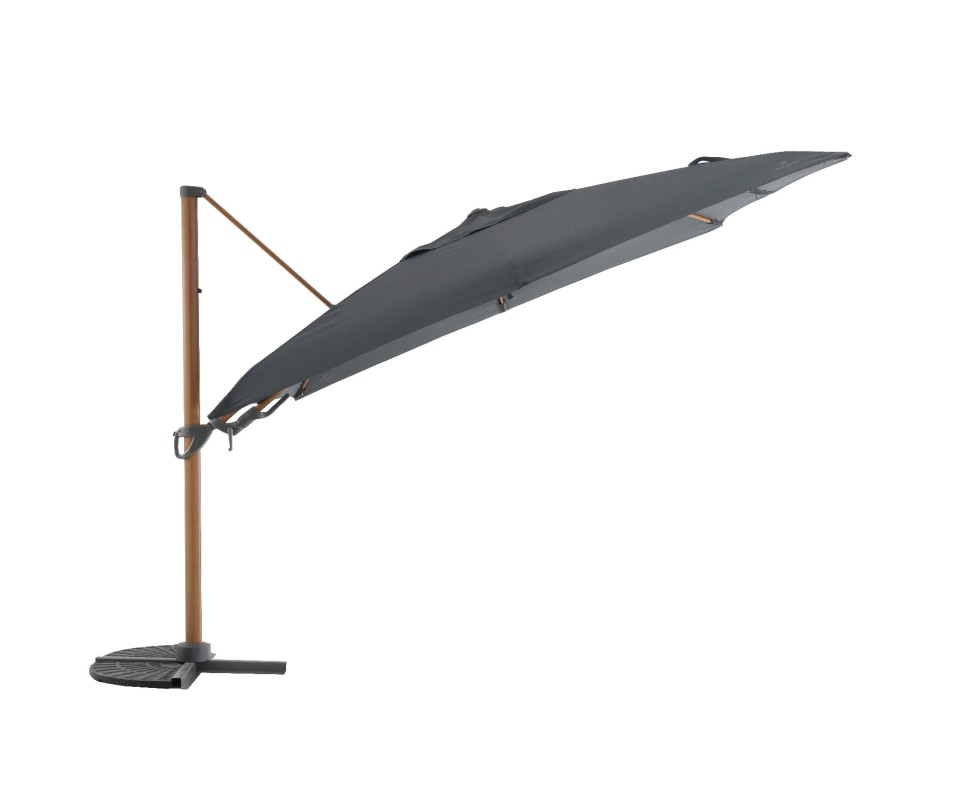Parasol chauffant arko anthracite avec mat courbé et brûleur déporté