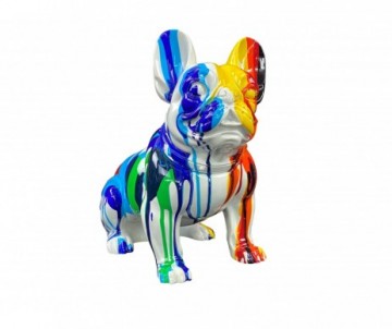 BULLDOGUE FRANCAIS BLEU HAUTEUR 33CM EN RESINE