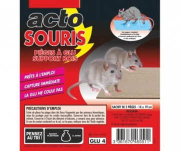 Piège à glu ACTO SOURIS SUPPORT BOIS - Efficace contre souris et autres  nuisibles