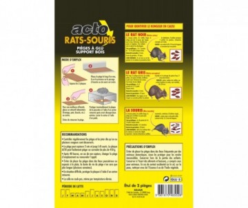 Piège à glu ACTO SOURIS SUPPORT BOIS - Efficace contre souris et